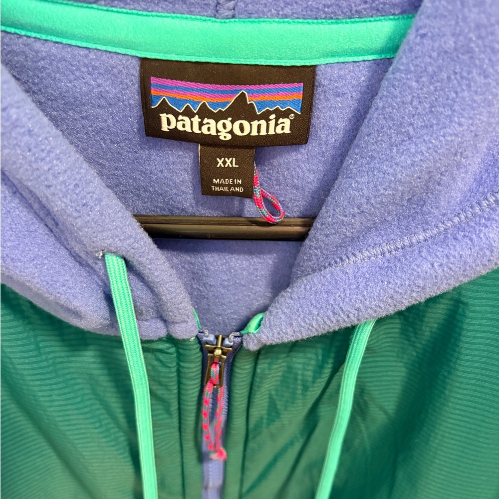 Patagonia Green and Purple Zip-Up Microdini Hoody Jacket - Picture 2 of 3